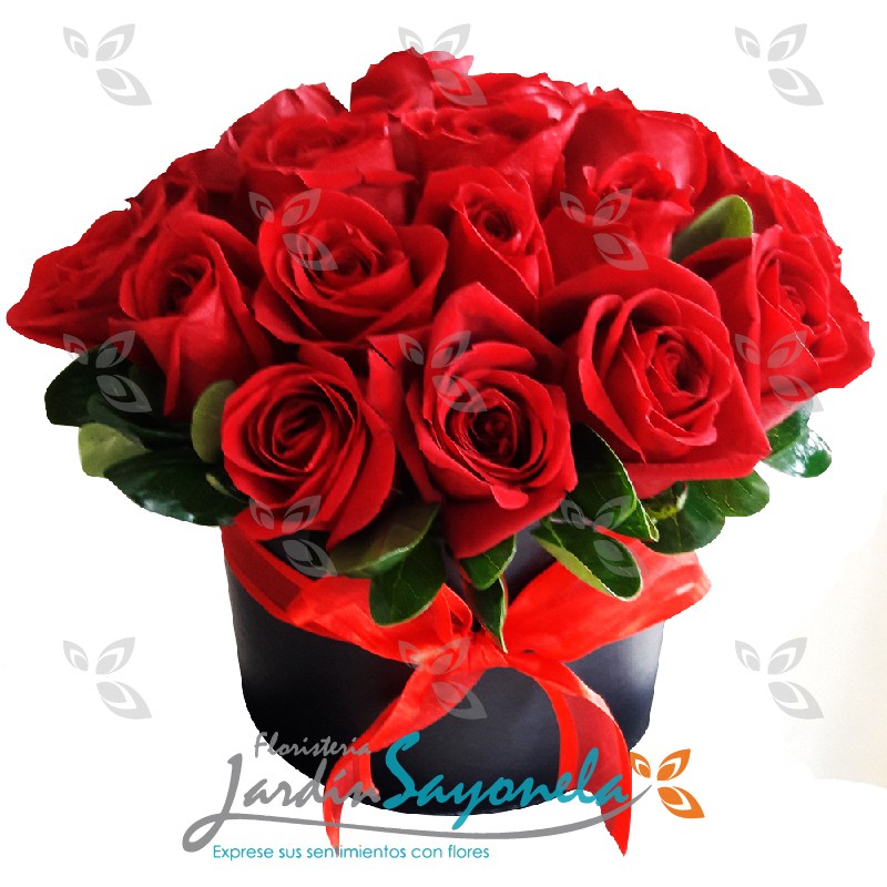 Rosas en caja redonda - Floristeria Jardin Sayonela