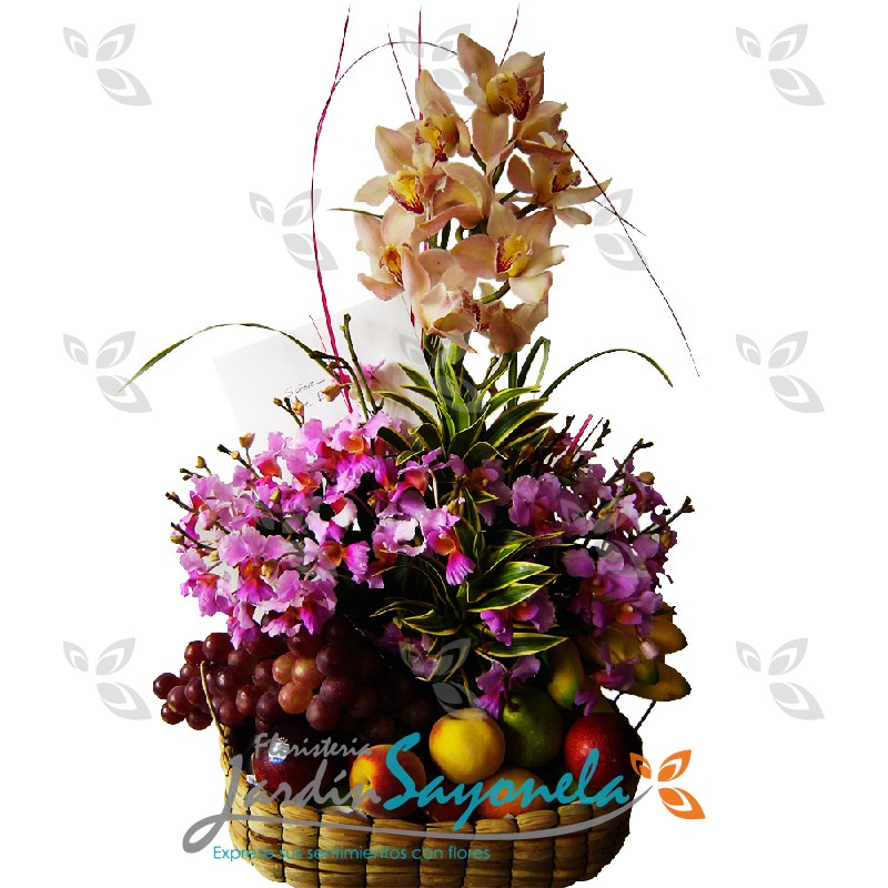 Canasta de Flores y Frutas - Floristeria Jardin Sayonela