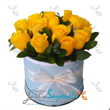 Caja de rosas Amarillas - Floristeria Jardin Sayonela